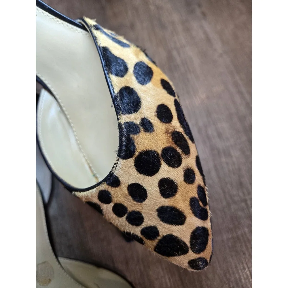 Audrey Brooke Womens Sandal Heel Brown Leather Leopard Ankle‎ Strap High 9.5 M
